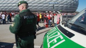 MUNICH, GERMANY - APRIL 02:  Police controlls the stadium area prior the Bundesliga match between FC Bayern Muenchen and Borussia Moenchengladbach at Allianz Arena on April 2, 2011 in Munich, Germany.  (Photo by Alexander Hassenstein/Bongarts/Getty Images)